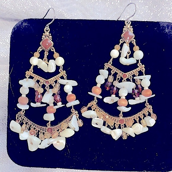 Beautiful Bohemian Goddess 3-Tiers Layered Bamboo Beads+Natural Pearl Earrings - Picture 3 of 15